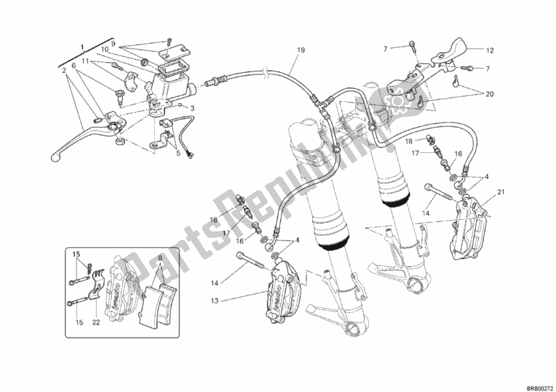 All parts for the Front Brake System of the Ducati Hypermotard 796 USA 2012
